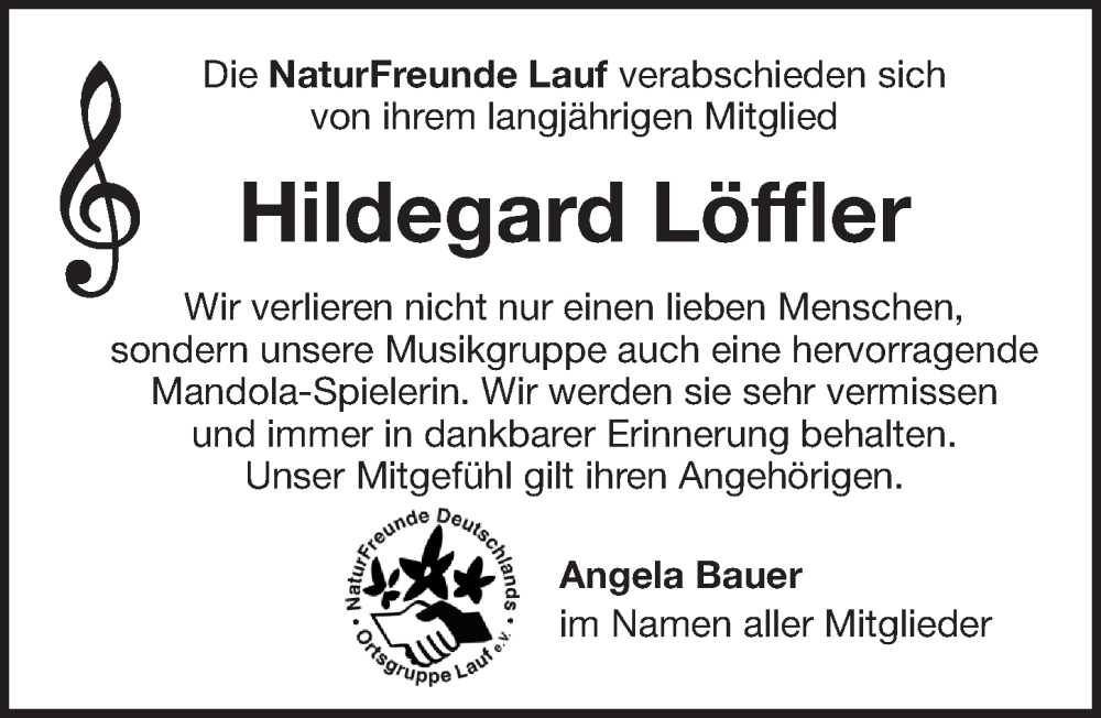  Traueranzeige für Hildegard Löffler vom 07.02.2026 aus Pegnitz-Zeitung