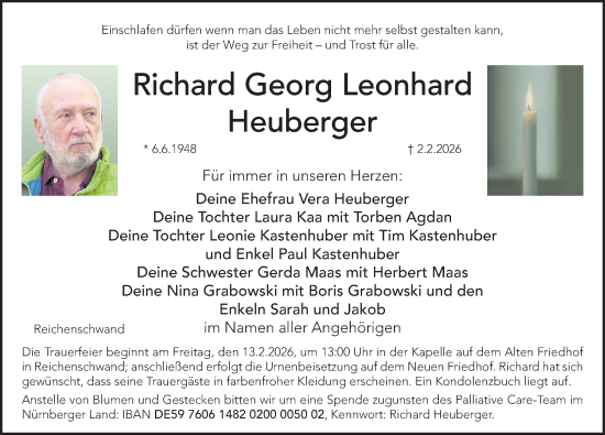 Traueranzeige von Richard Georg Leonhard Heuberger von Hersbrucker Zeitung Lokal