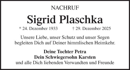 Traueranzeige von Sigrid Plaschka von Pegnitz-Zeitung